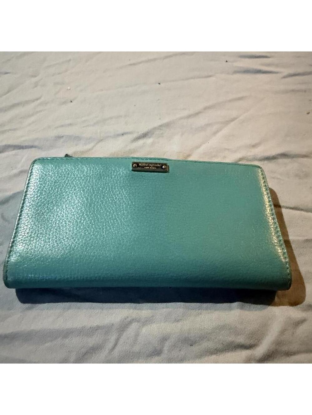 Kate Spade Turquoise Leather Zip-Around Wallet